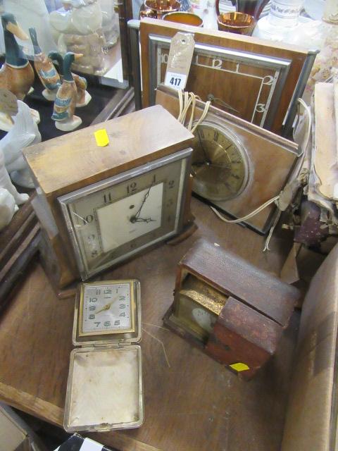 THREE MANTEL CLOCKS AND TWO OTHERS Image