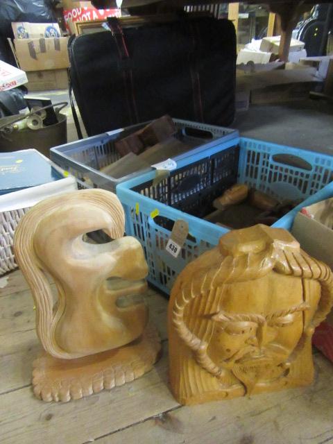 TWO BOXES OF WOODEN CARVINGS Image