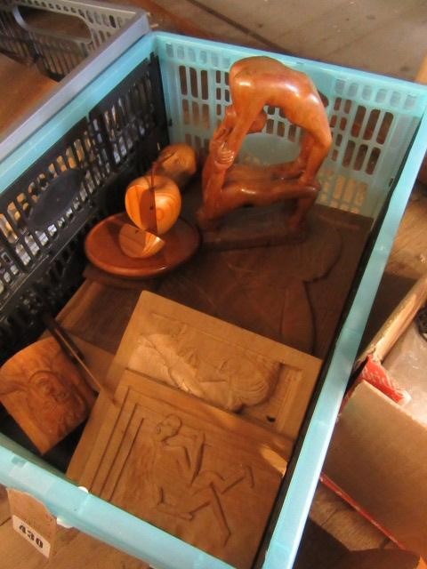 TWO BOXES OF WOODEN CARVINGS Image