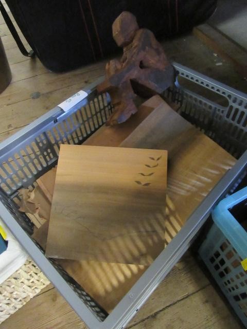 TWO BOXES OF WOODEN CARVINGS Image