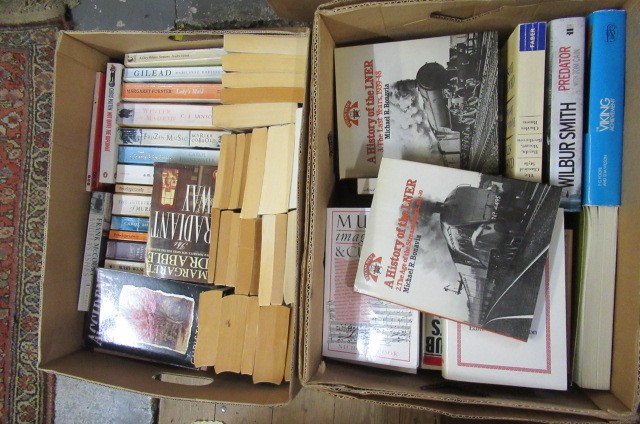 FIVE BOXES BOOKS INCLUDING TRAIN    LITERATURE AND PRIVATE EYE MAGAZINES Image
