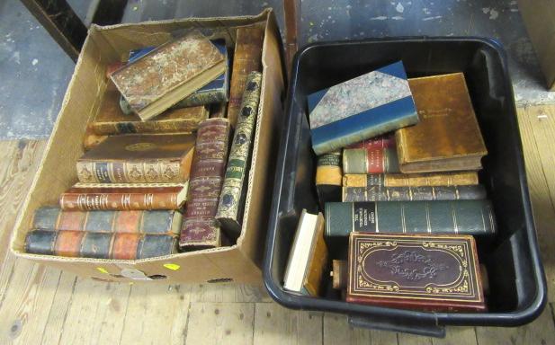 TWO BOXES OF LEATHER BOUND BOOKS Image