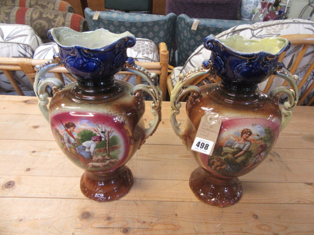 PAIR OF STAFFORDSHIRE POTTERY VASES Image