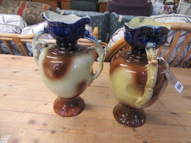 PAIR OF STAFFORDSHIRE POTTERY VASES Image