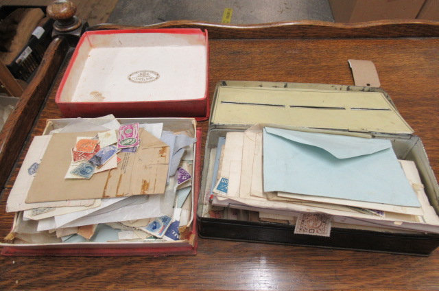 TIN AND A BOX OF STAMPS Image