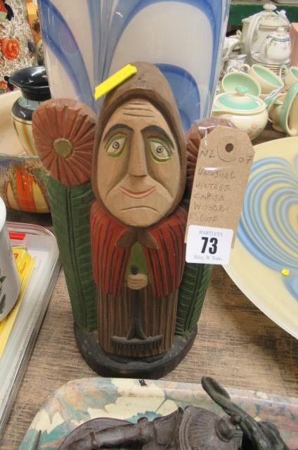 VINTAGE CARVED WOODEN FIGURE Image