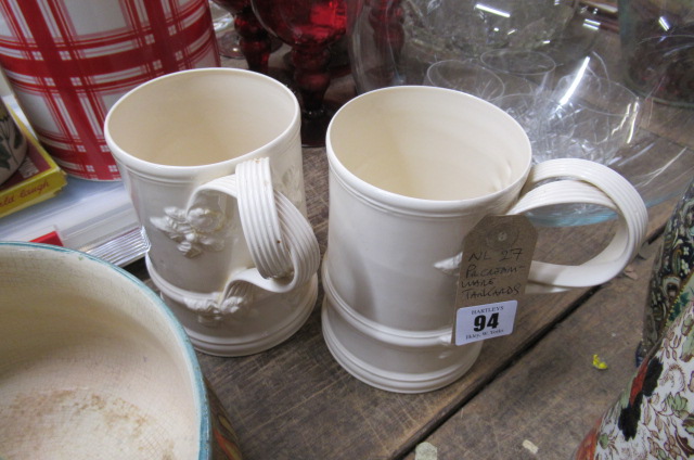 PAIR OF CREAMWARE TANKARDS Image