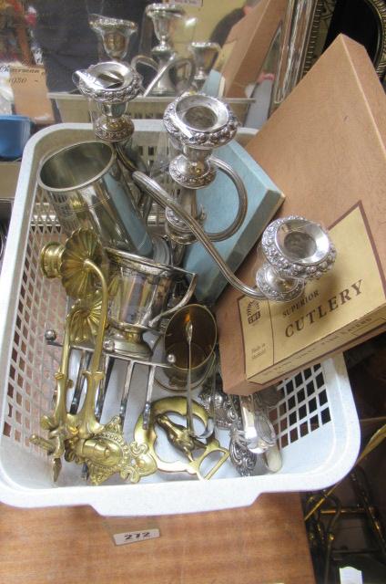 BOX OF EPNS AND BRASS WARE Image