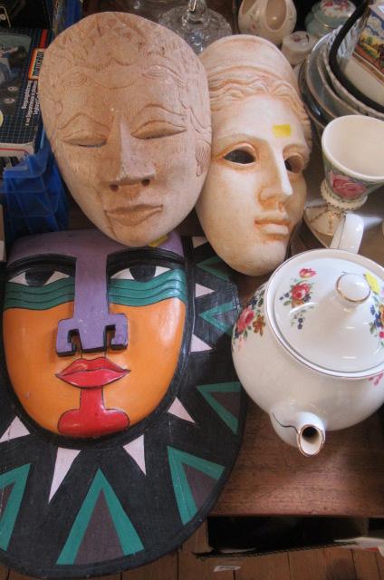 THREE MASKS AND A SADLER TEAPOT Image