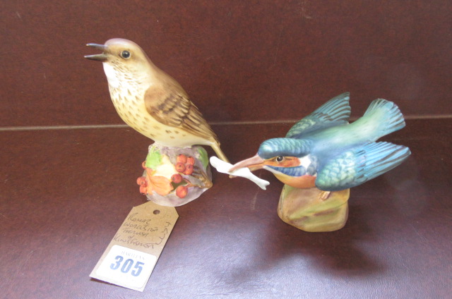 ROYAL WORCESTER THRUSH AND KINGFISHER Image