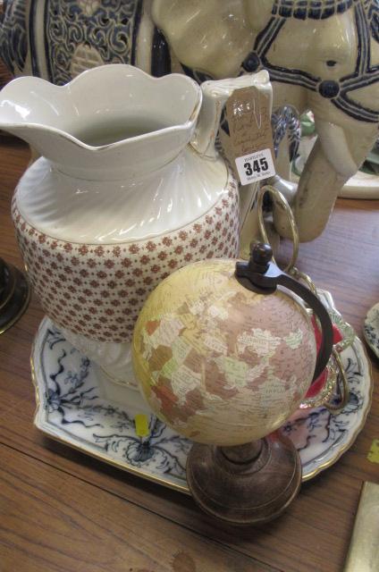 JUG  PLATE  CRANBERRY BOWL AND GLOBE Image