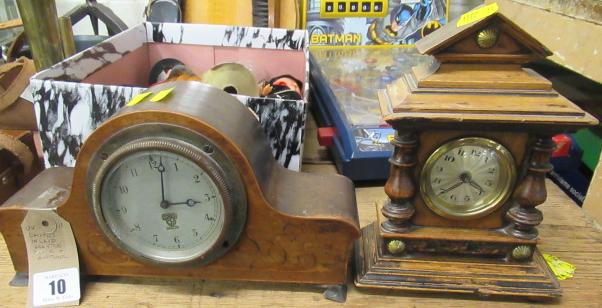 SMITHS INLAID MANTLE CLOCK AND ANOTHER Image