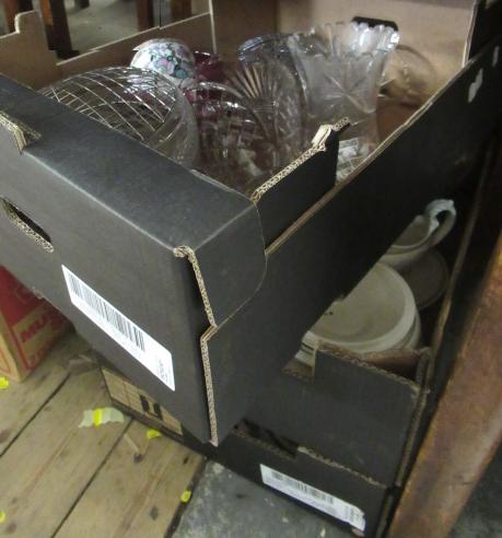 THREE BOXES OF GLASS AND CERAMICS INCLUDING INDIAN TREE CHINA ETC Image