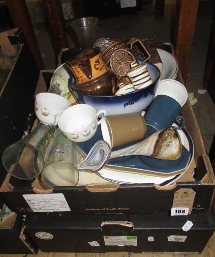 TWO BOXES OF CERAMICS AND GLASS Image