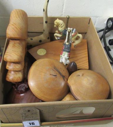 BOX OF WOODEN ORNAMENTS ETC Image