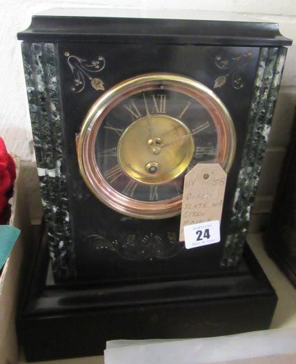 BLACK SLATE AND MARBLE MANTLE CLOCK Image