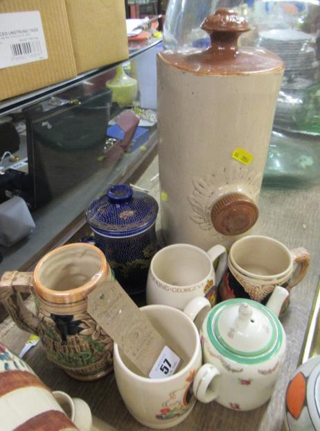 SIX ASSORTED MUGS  AND A STONE HOT WATER BOTTLE ETC Image