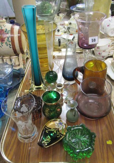 TRAY OF COLOURED GLASS Image