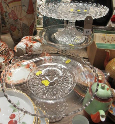 THREE LARGE GLASS CAKE STANDS Image
