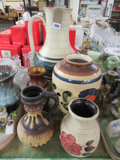 TWO JUGS  THREE VASES INCLUDING WEST GERMAN Image