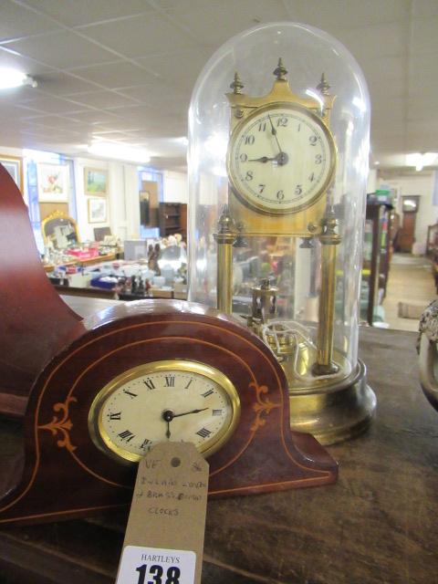 MAHOGANY INLAID MANTLE CLOCK AND CLOCK UNDER DOME Image