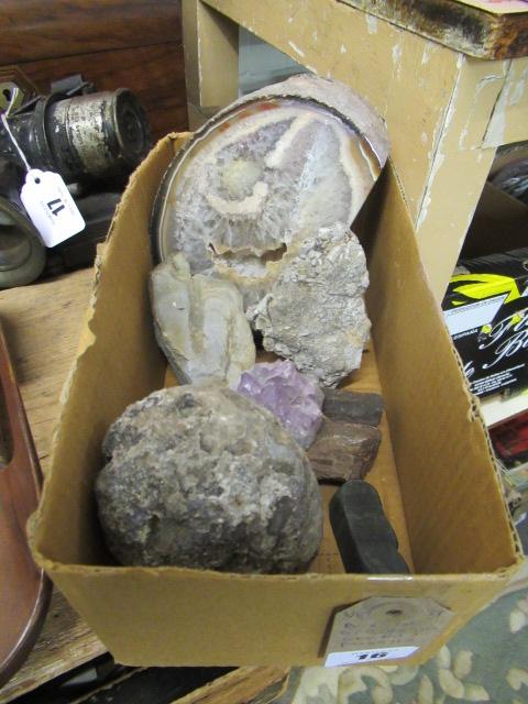 BOX OF SEMI PRECIOUS STONES AND FOSSILS Image