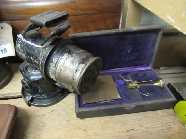 VINTAGE LUCAS CYCLE LAMP AND CASED SCALES Image