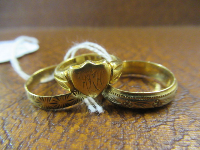 TWO 9CT GOLD RINGS AND ANOTHER Image