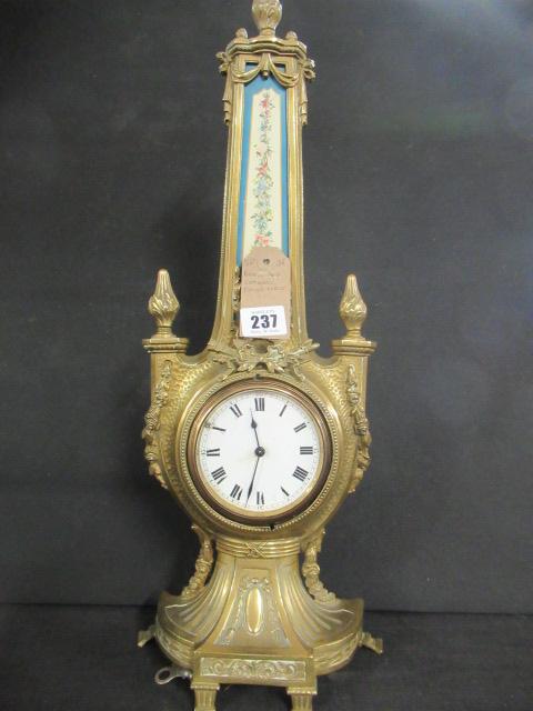 BRASS AND CERAMIC PANEL CLOCK Image