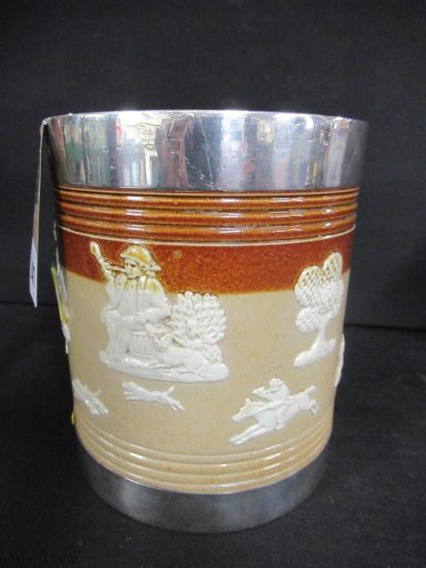 EARLY DOULTON SILVER MOUNTED BISCUIT BARREL Image