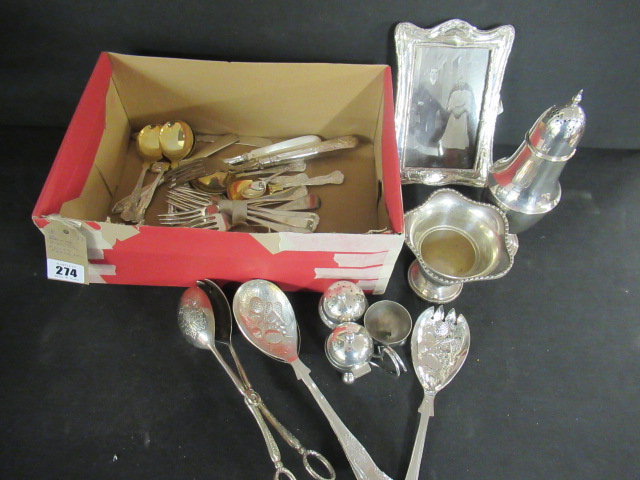 BOX OF CUTLERY AND PHOTO FRAMES ETC Image