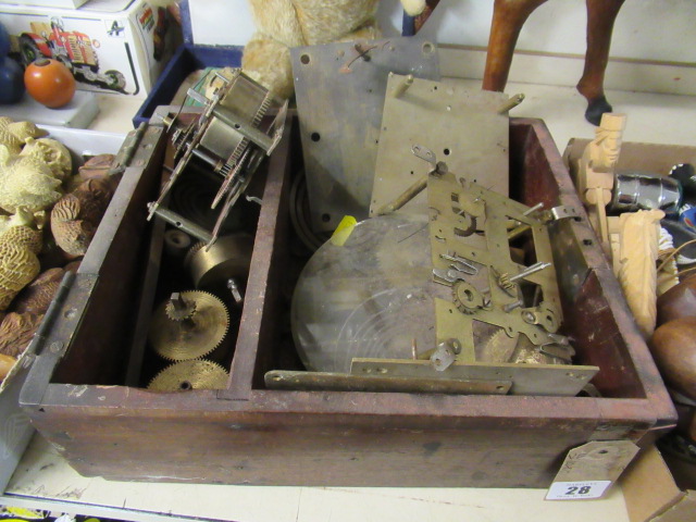 BOX OF ANTIQUE CLOCK PARTS ETC Image
