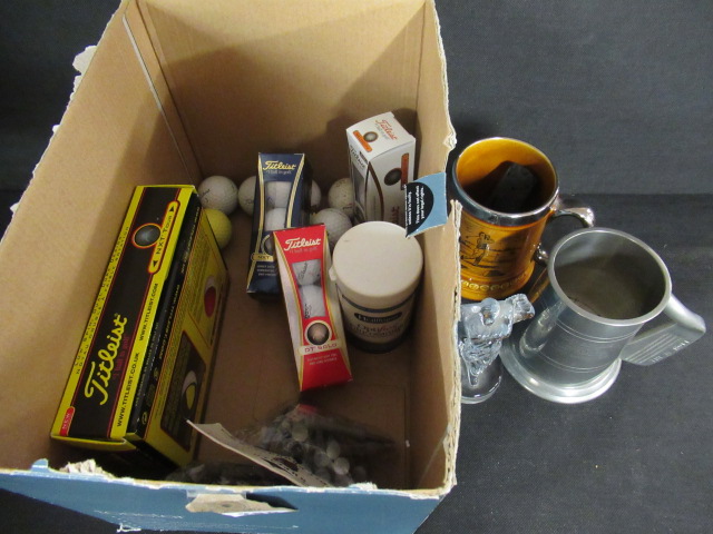BOX OF GOLF BALLS AND OTHER GOLF RELATED ITEMS Image