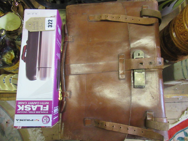 LEATHER BRIEFCASE AND FLASK Image