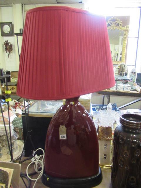 LARGE MAROON LAMP AND SHADE Image