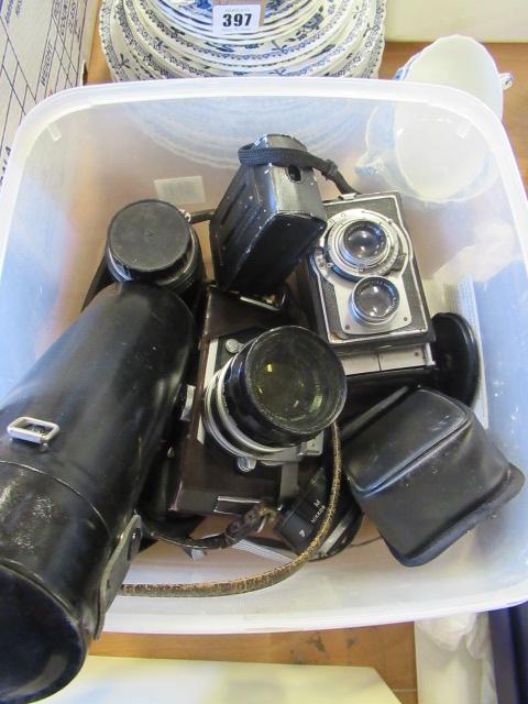BOX OF CAMERAS AND LENSES Image