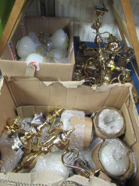THREE BOXES OF LIGHT FITTINGS AND GLASS SHADES Image