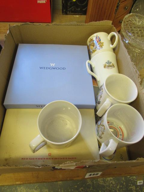 BOX OF ROYAL MEMORABILIA INCLUDING WEDGWOOD PLATE Image