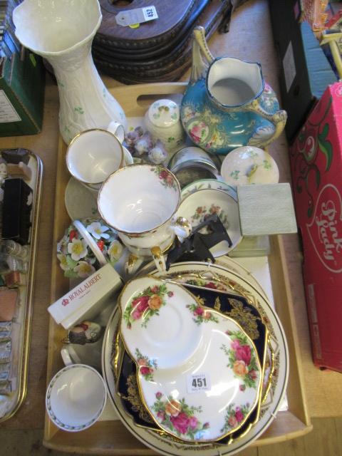 TRAY OF BELLEEK AND ROYAL ALBERT CERAMICS ETC Image