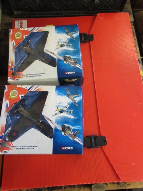 TWO CORGI MODEL PLANES AND DRAWING BOARD ETC Image