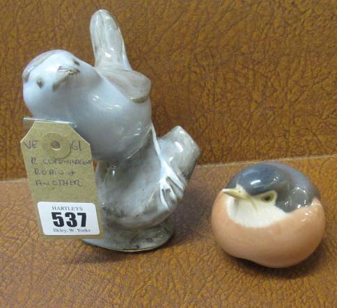 ROYAL COPENHAGEN ROBIN AND ANOTHER BIRD ORNAMENT Image