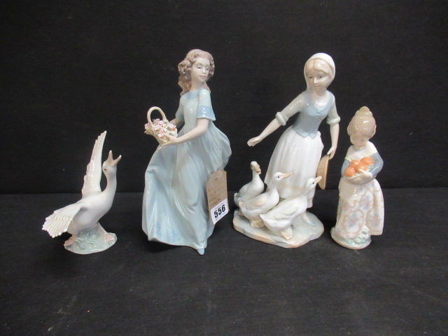 THREE LLADRO FIGURES AND ANOTHER Image