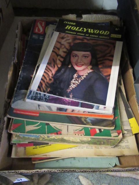 BOX OF VINTAGE MOVIE AND ENTERTAINMENT MAGAZINES 30S-60S Image