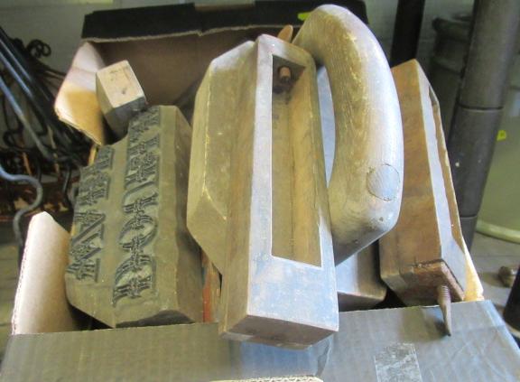 BOX OF VINTAGE WOOD PRINTING BLOCKS Image