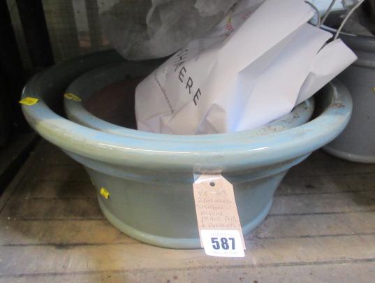 TWO GLAZED PLANT POTS AND CONTENTS Image