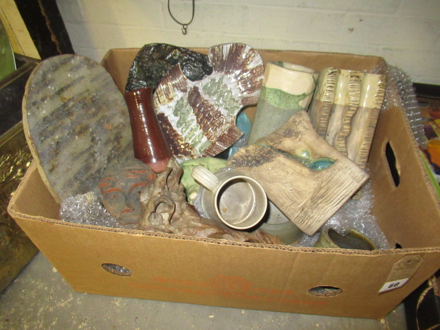 BOX OF STUDIO POTTERY ETC Image