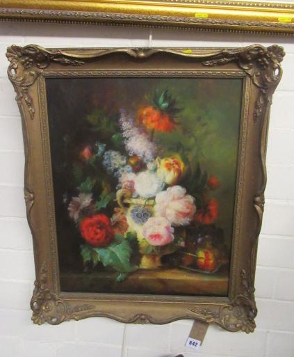 GILT FRAMED OIL STILL LIFE SIGNED JAMES SEYMIEUR Image