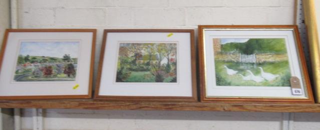 THREE NAIVE WATERCOLOURS Image