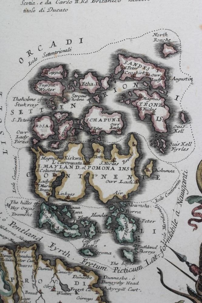 FRAMED HANDPAINTED VINCENZO CORONELLI MAP DATED 1690 AND A FRAMED MAP OF THE BRITISH ISLES Image