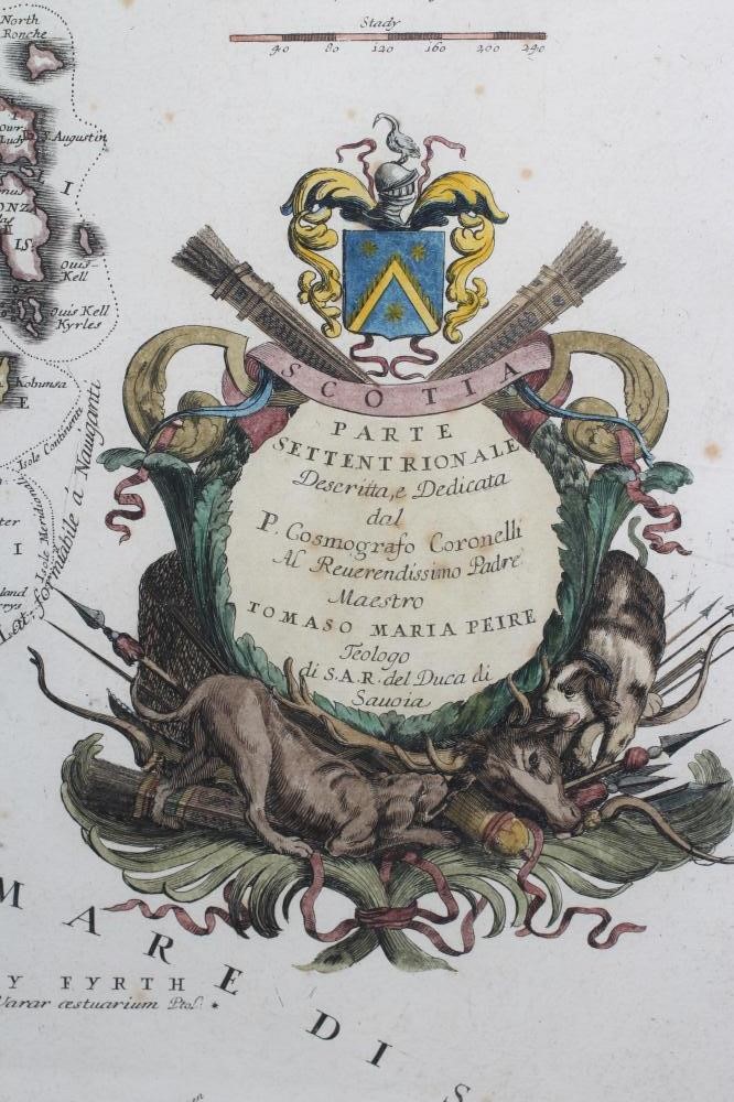 FRAMED HANDPAINTED VINCENZO CORONELLI MAP DATED 1690 AND A FRAMED MAP OF THE BRITISH ISLES Image